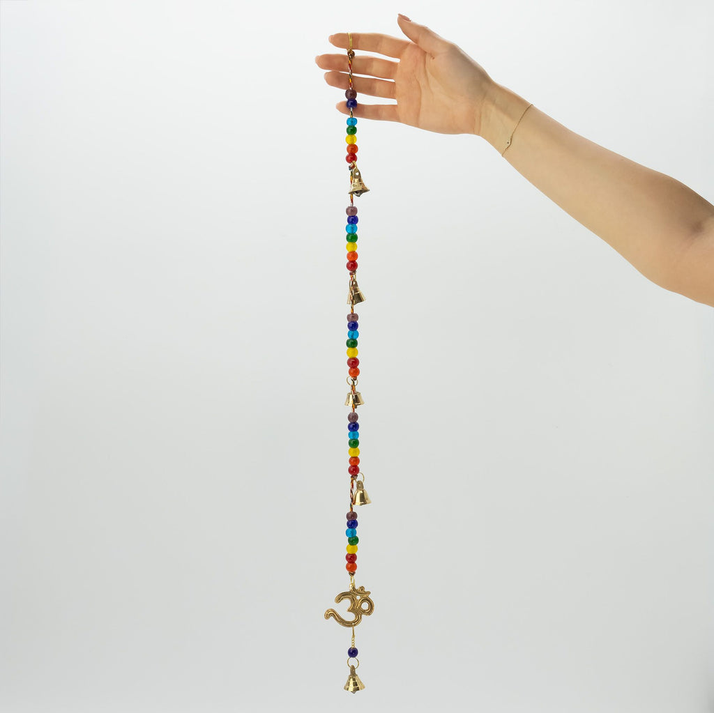 Brass OM Wind Chime with Chakra Beads, 53cm