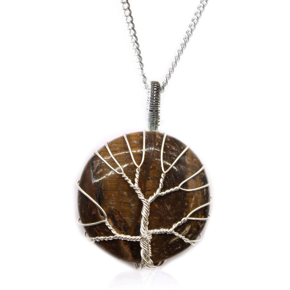 Tree of Life Tiger Eye Gemstone Necklace – view 4