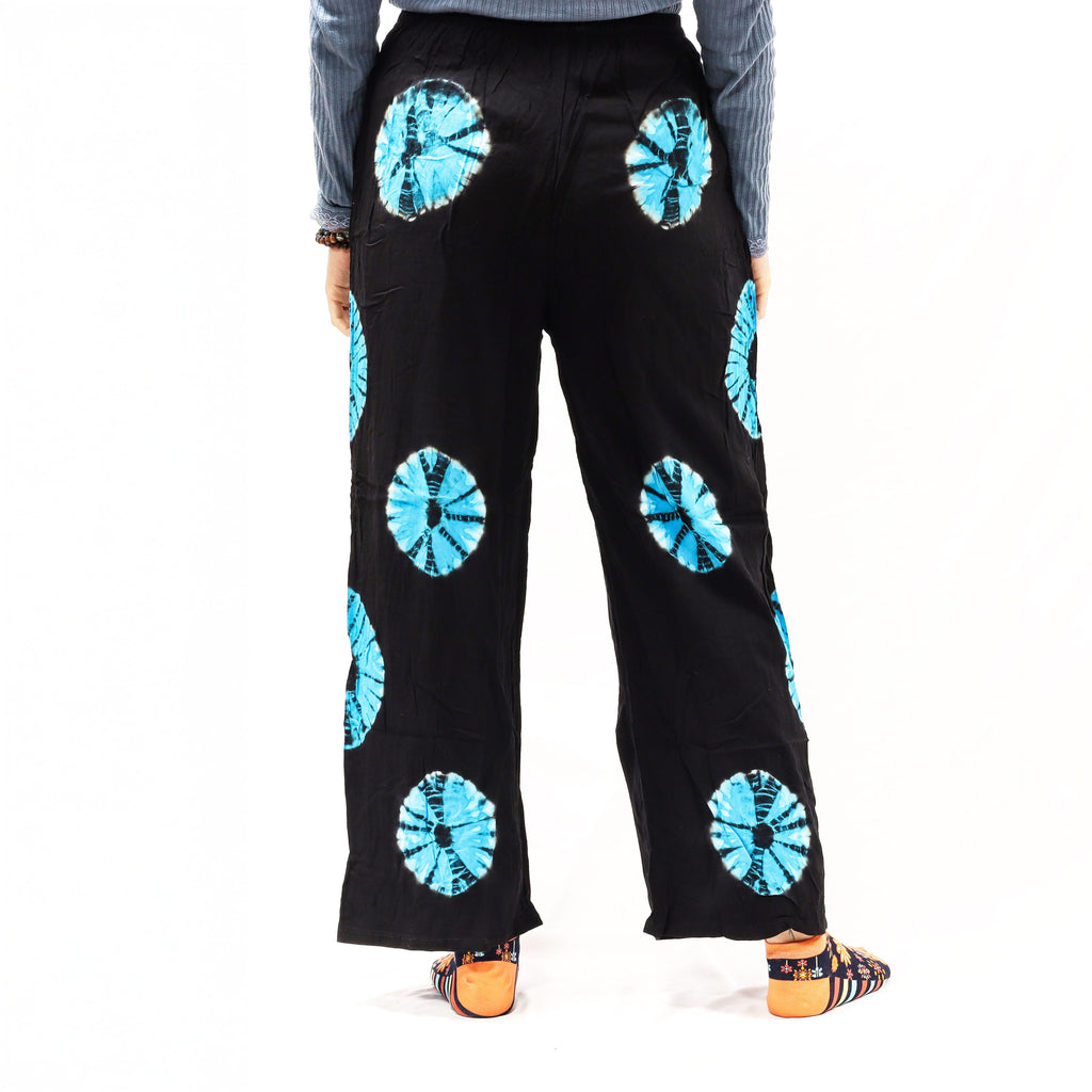 Japanese Style Lounge Pants - Black and Blue Tie-Dye - L – view 6