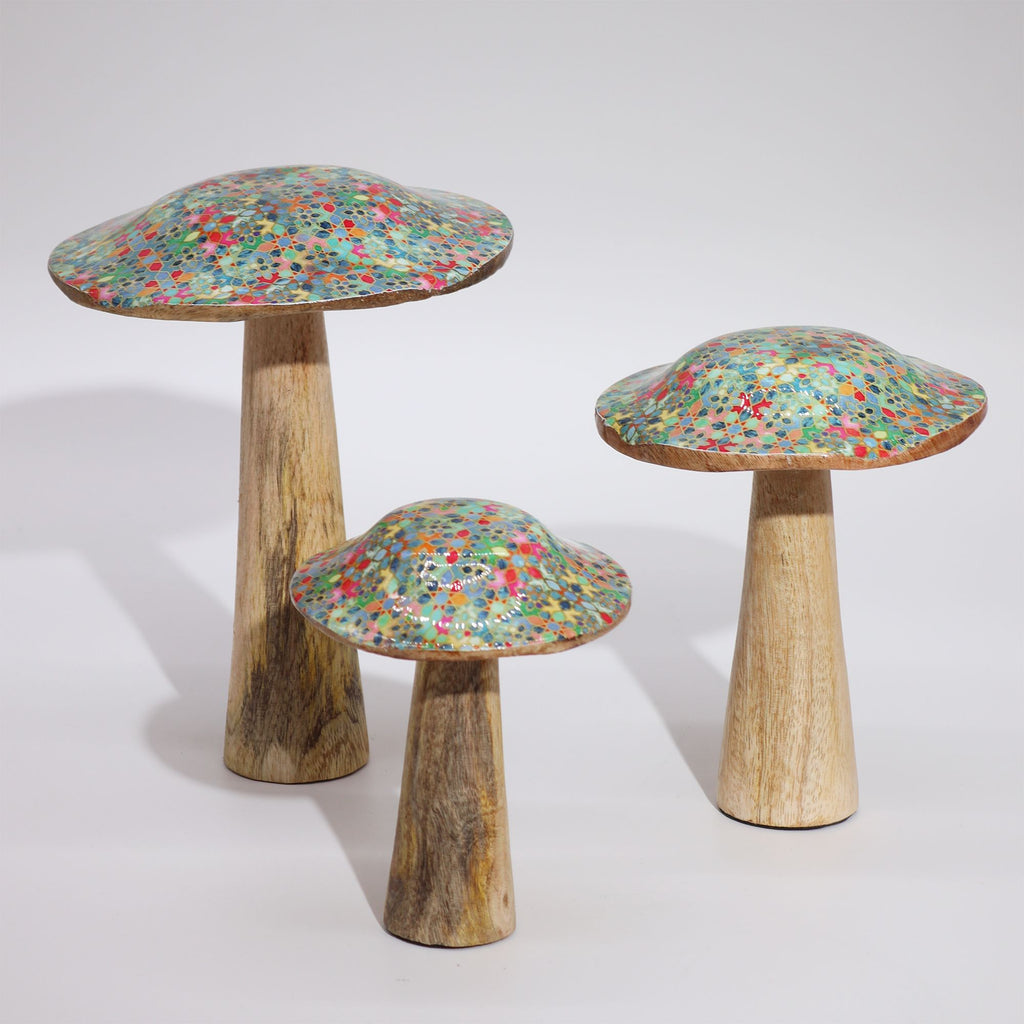 Mediterranean Tile Enamelled Mushroom - Medium 15cm – view 3