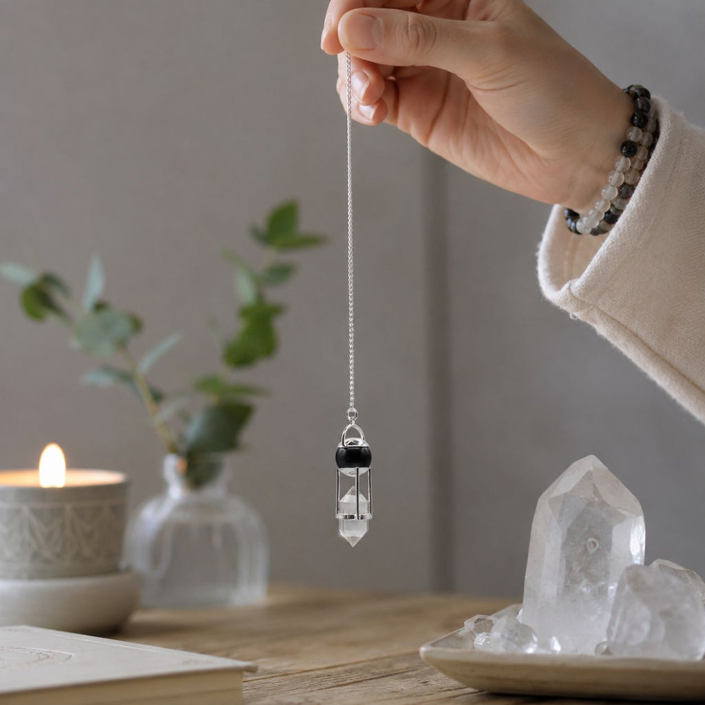 Shadow Seer Pendulum - Obsidian & Quartz – view 2