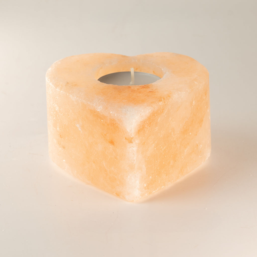 Himalayan Salt Candle Holder - Medium Heart