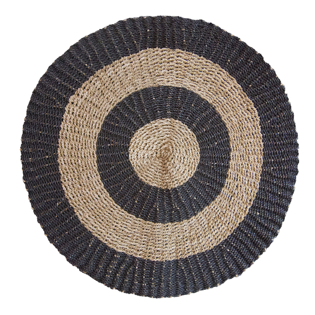 Round Seagrass Rug - Black & Tan Circles - 1m – view 3