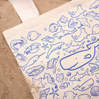 Big Cotton Shopping Bag 38x42cm Sea Life Print – view 5