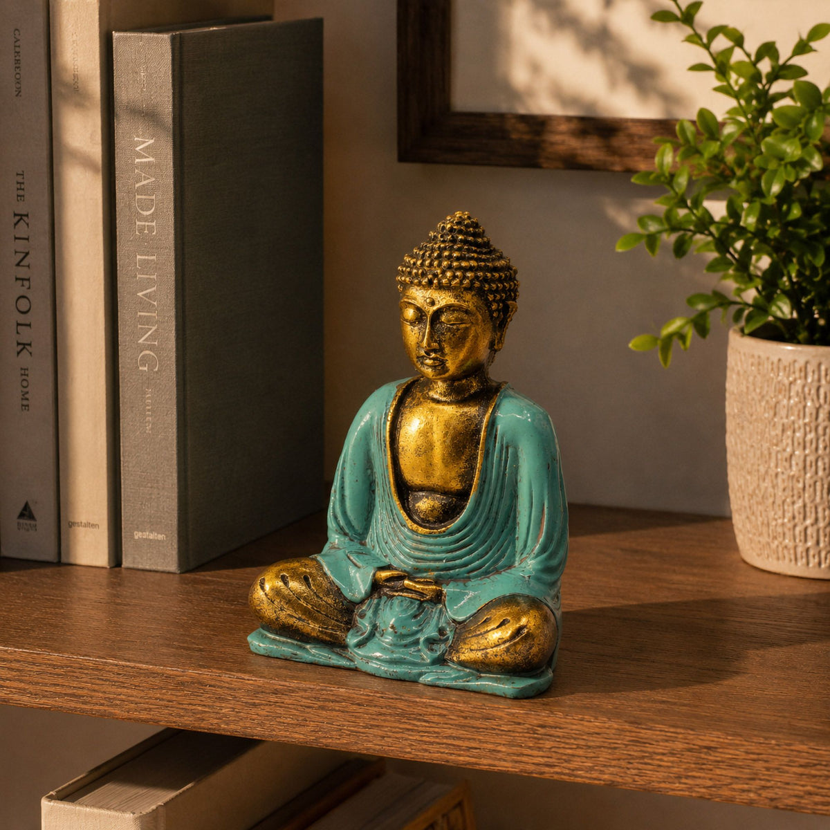 Teal & Gold Buddha Statue - Medium – view 5