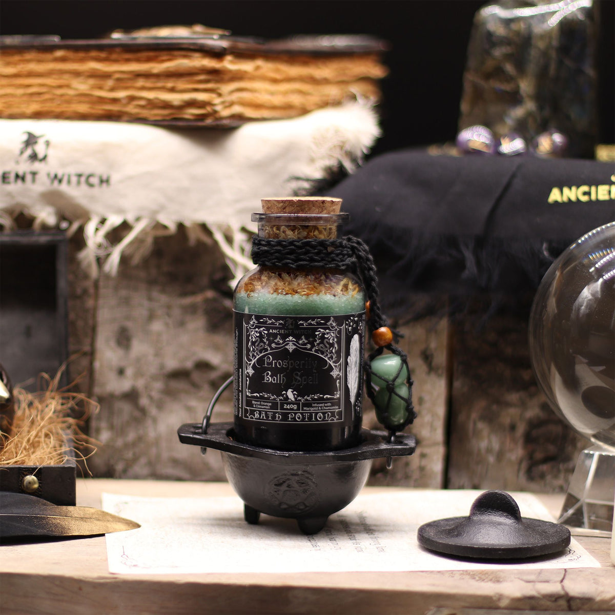 Ancient Witch Bath Spell Potion & Aventurine Amulet - Prosperity – view 4