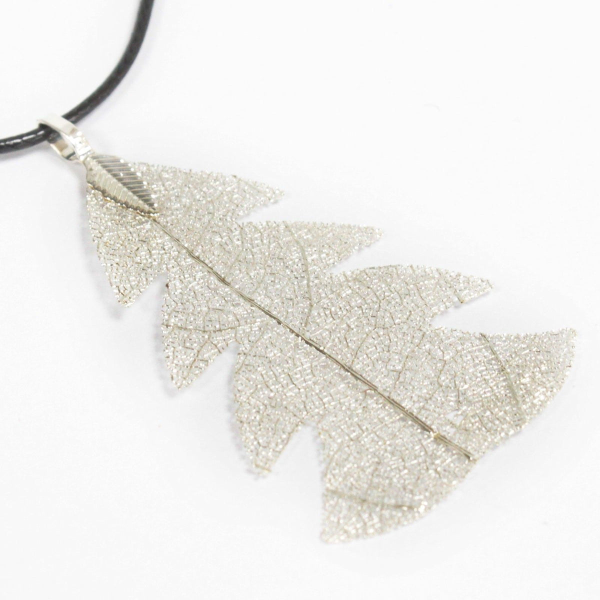 Festive Fir Real Leaf Necklace - Silver – view 4
