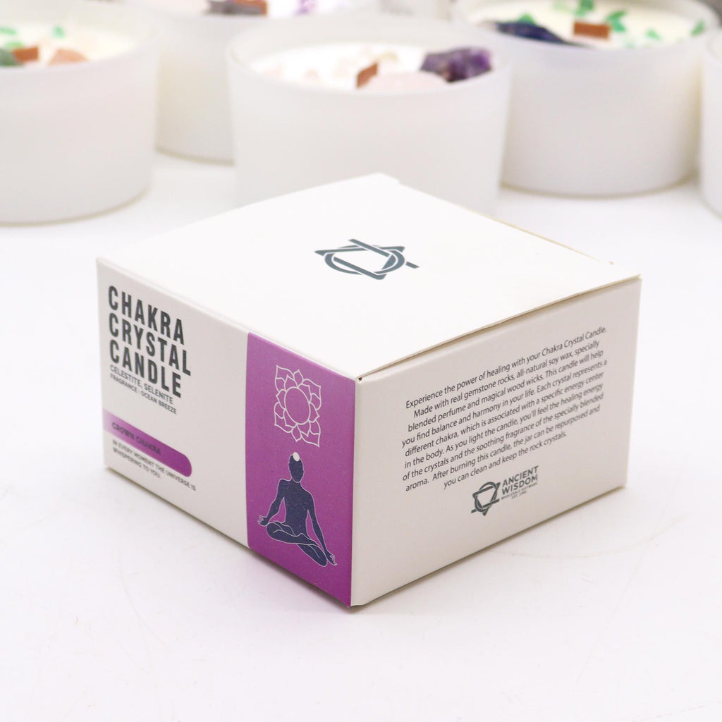 Crown Chakra Crystal Candle with Celestite and Selenite – view 4