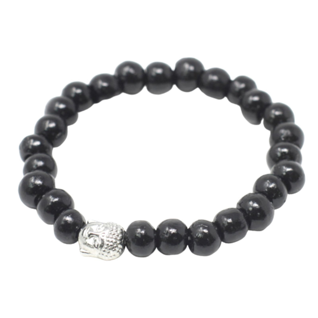 Dark Wood Beads Bracelet with Buddha Charm – view 3