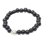 Dark Wood Beads Bracelet with Buddha Charm – view 3