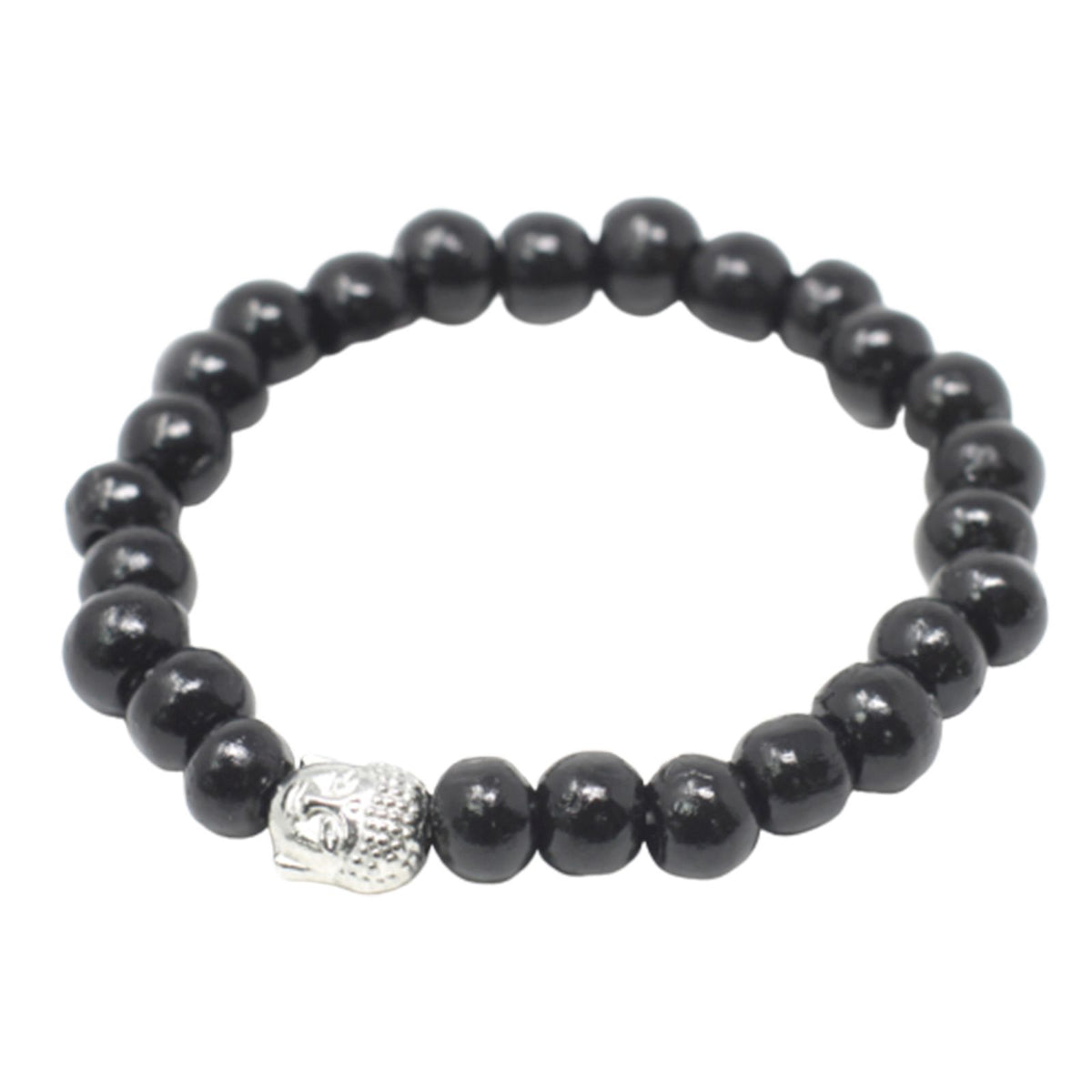 Dark Wood Beads Bracelet with Buddha Charm – view 3