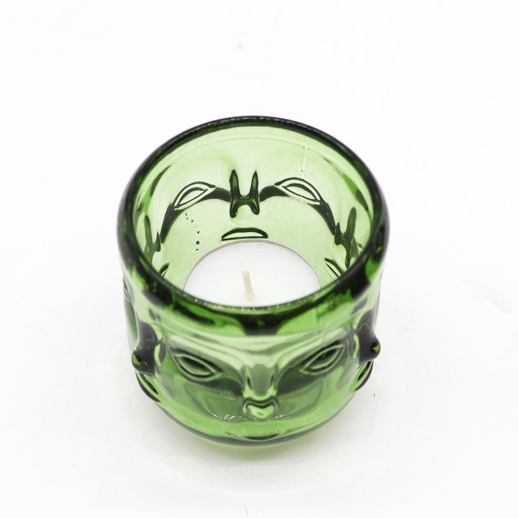 Buddha Faces Glass Candle Jar Set - Garden Jade – view 2
