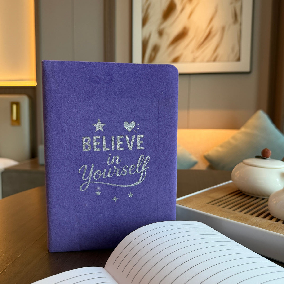 Lavender Velvet Notebook, Believe in Yourself, 80 Pages – view 2