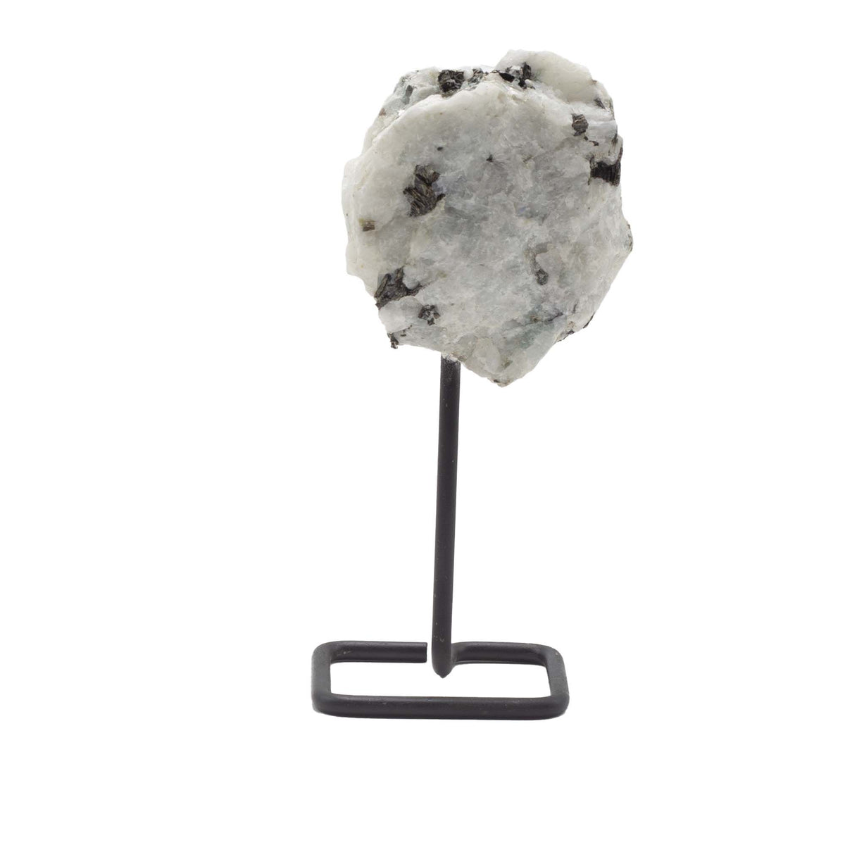 Rainbow Moonstone Mineral Specimen on Metal Stand