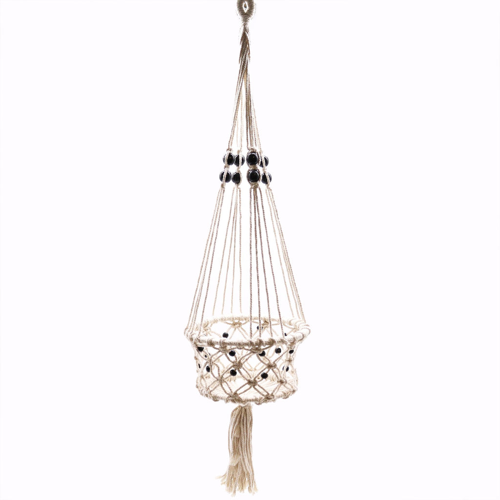 Large Beaded Macrame Plant Hanger, 77cm – view 5