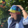Patched Hemp and Cotton Boho Festival Hat - Tie-Dye