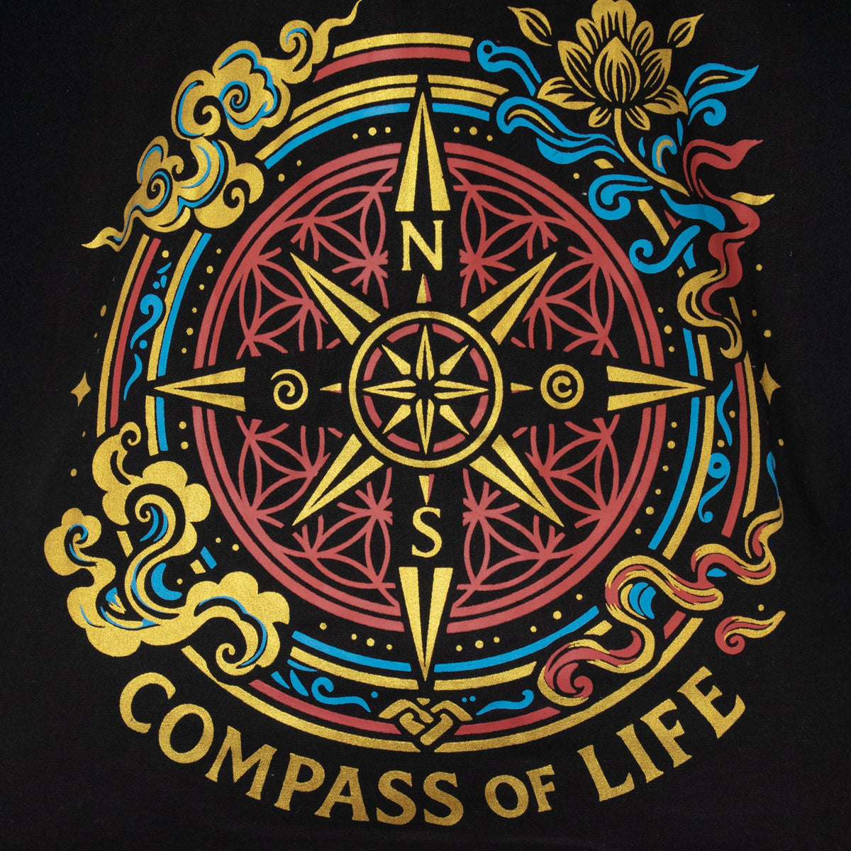 Compass of Life Cotton Tote Bag - Black – view 2