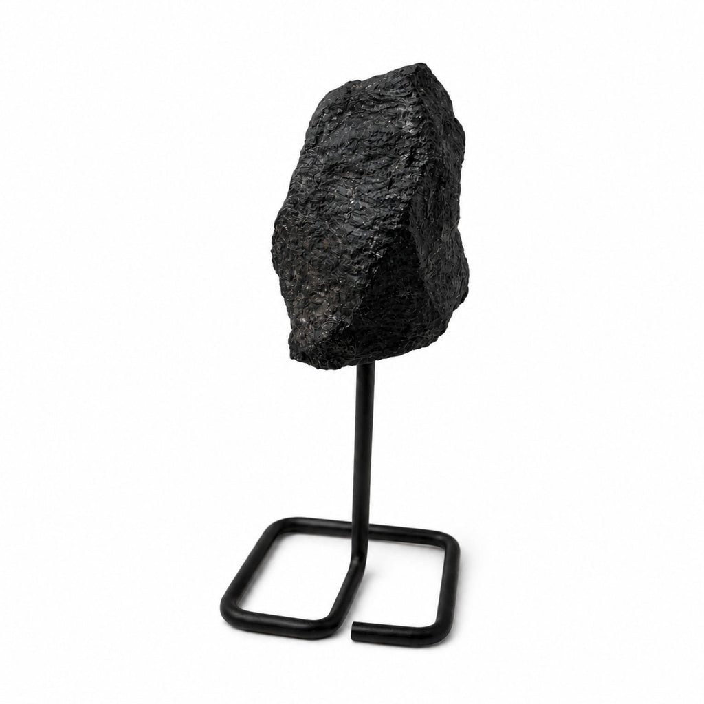 Black Tourmaline Specimen on Metal Stand
