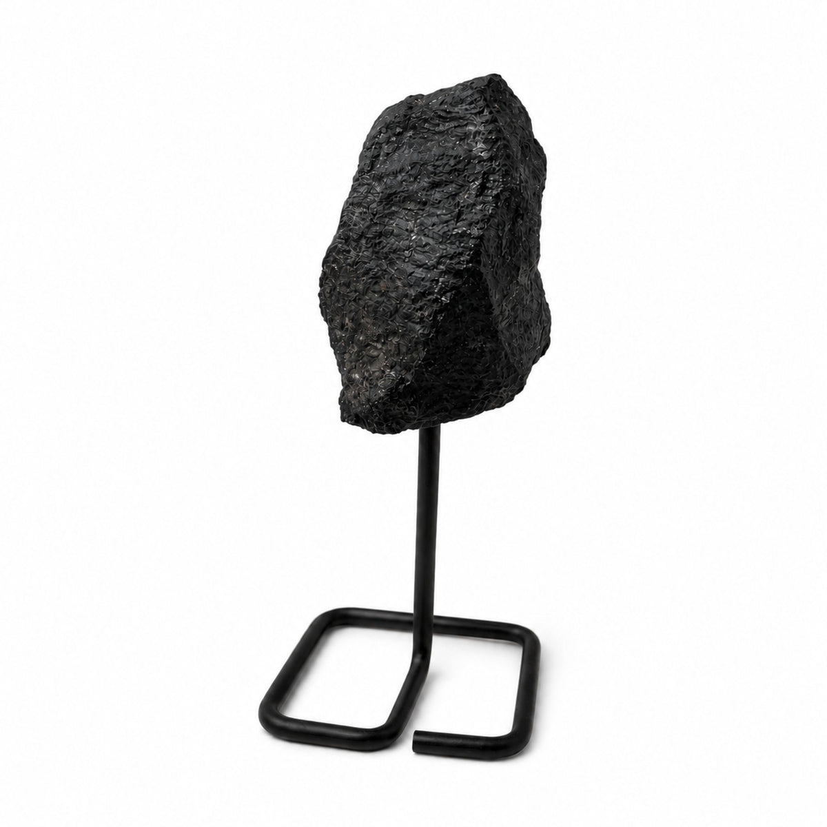 Black Tourmaline Specimen on Metal Stand