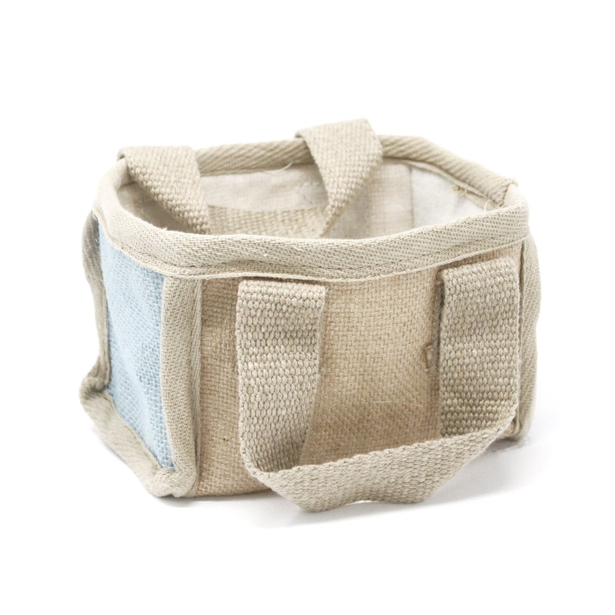 Mini Jute Shopping Basket 16x10x12cm Teal