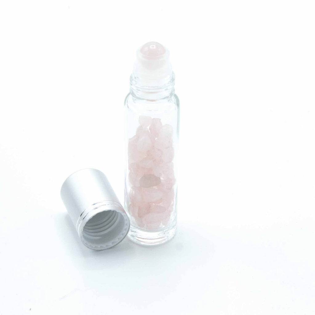 Rose Quartz Roller Bottle with Silver Cap - 5ml