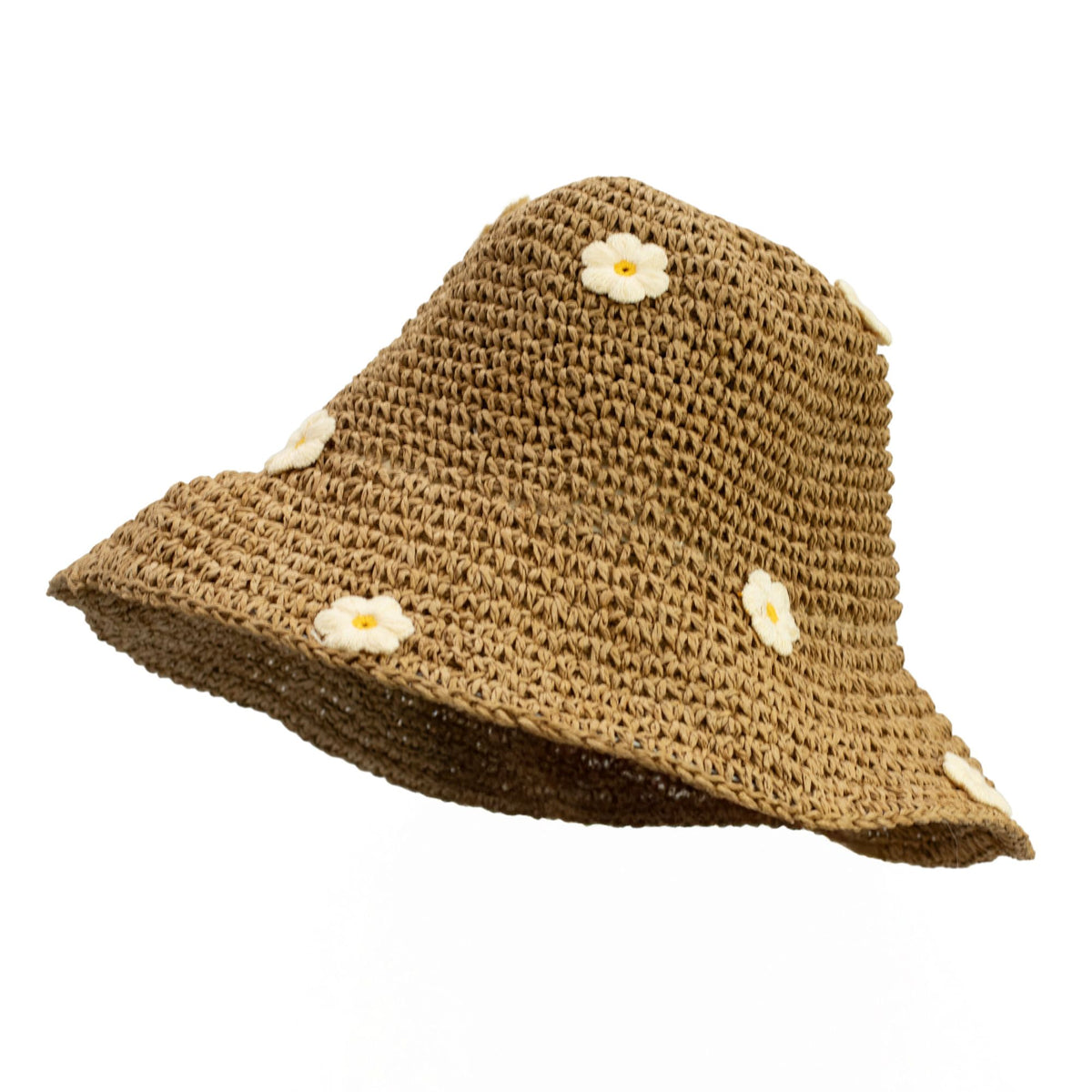 Nomad Sari Floppy Straw Sun Hat - Coffee and Daisies
