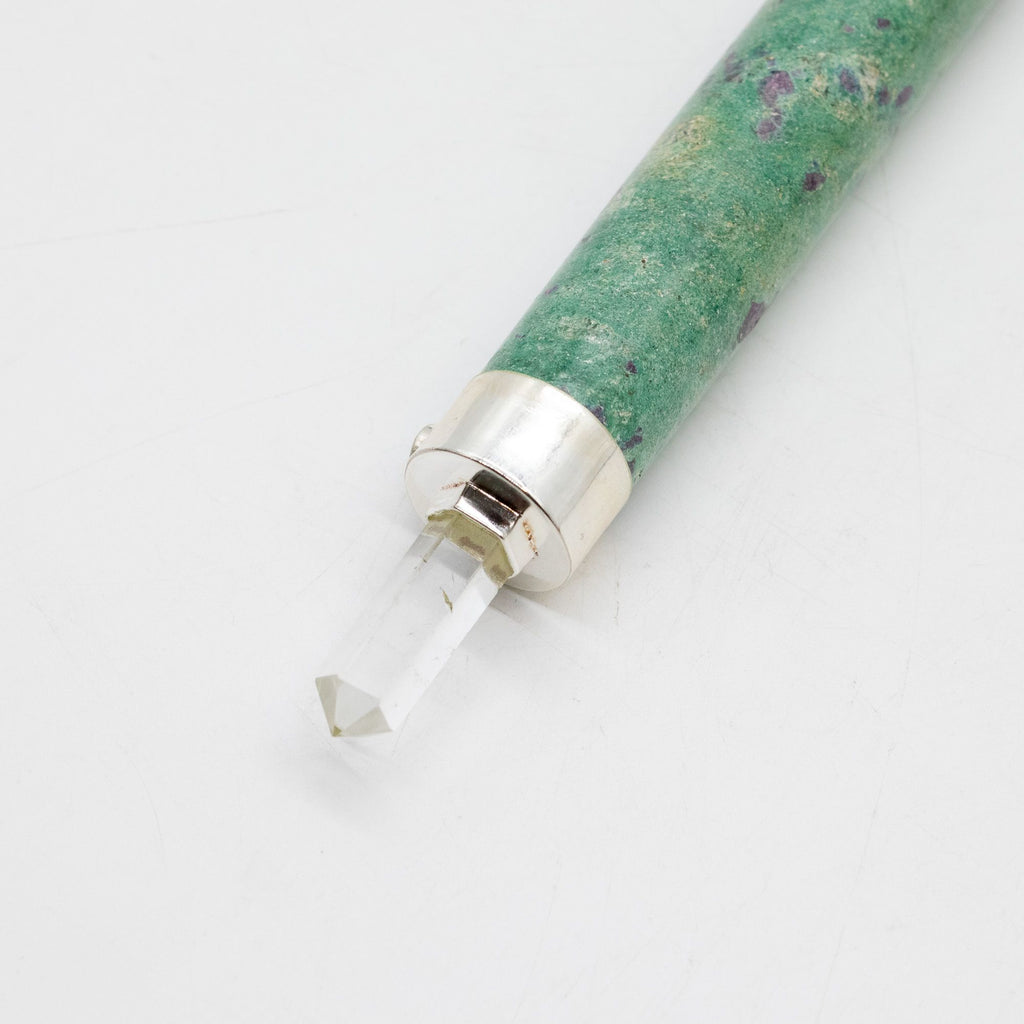Verdant Heart Wand - Ruby Fuchsite and Rose Quartz Sphere - 23cm – view 5