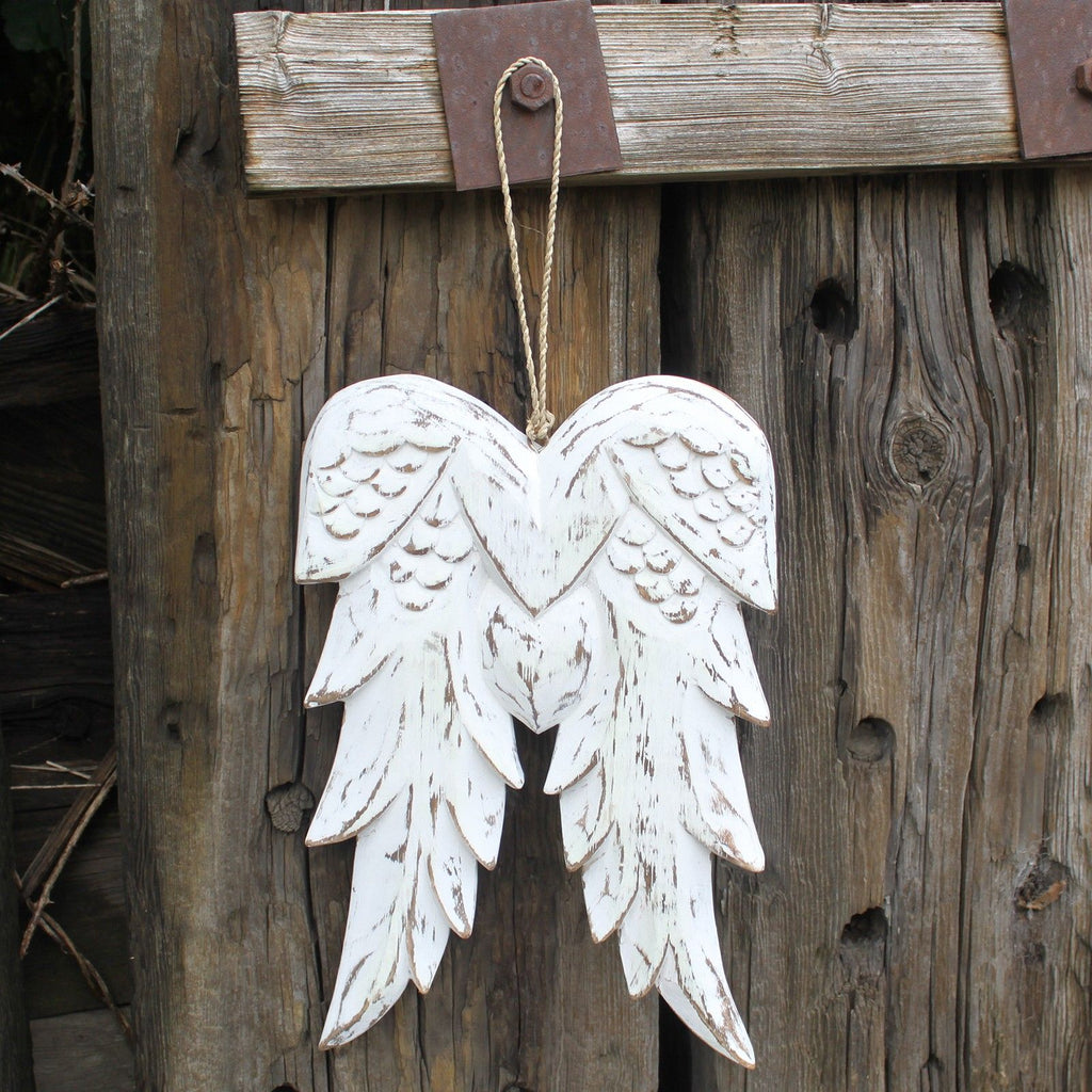 Hand Carved Double Angel Wing Wall Decor, 31 cm – view 5