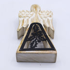 Mango Wood Angel - Whitewash, Iron Holly Cut-Out – view 4