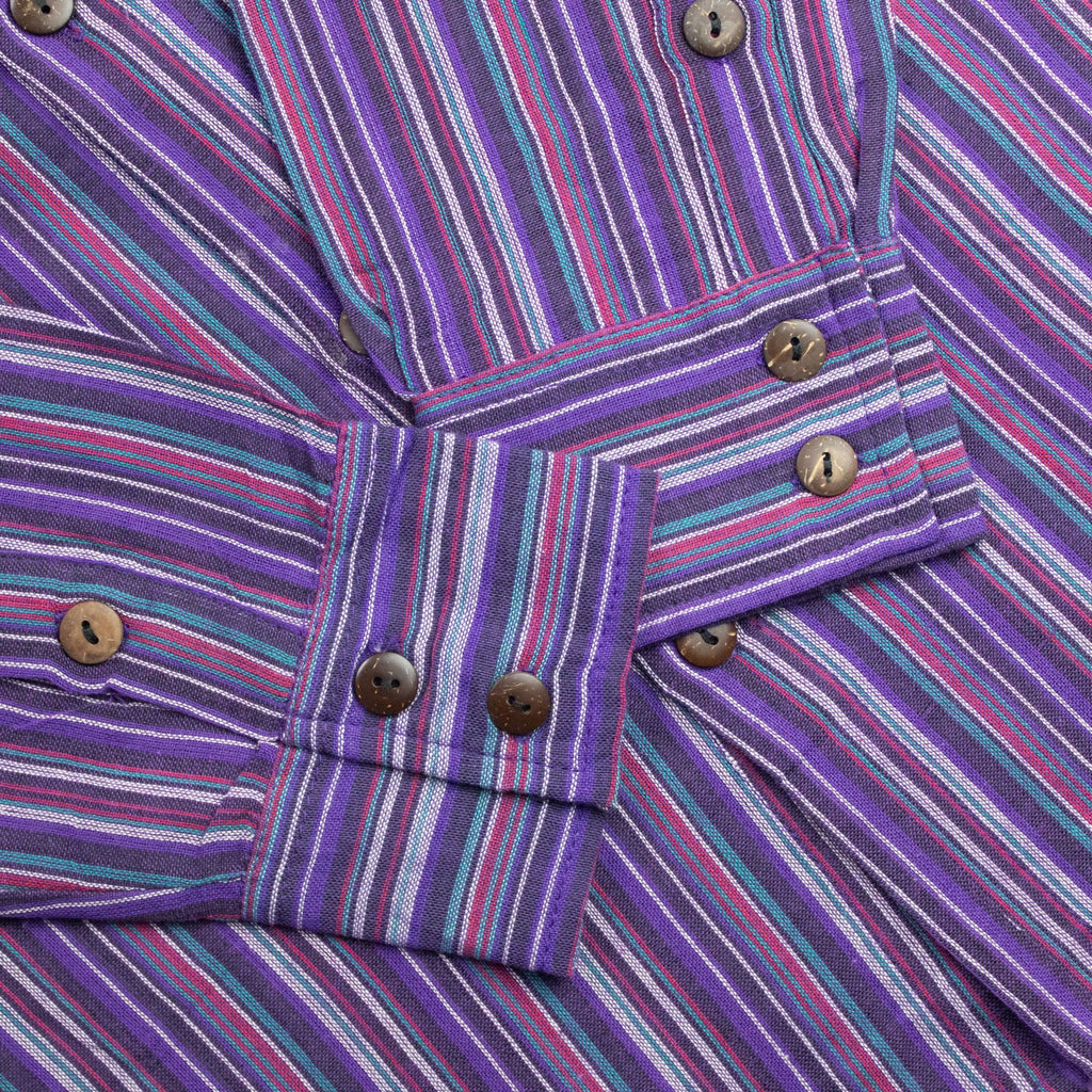 Nomad Sari Grandad Shirt - Black Purple - Large – view 10