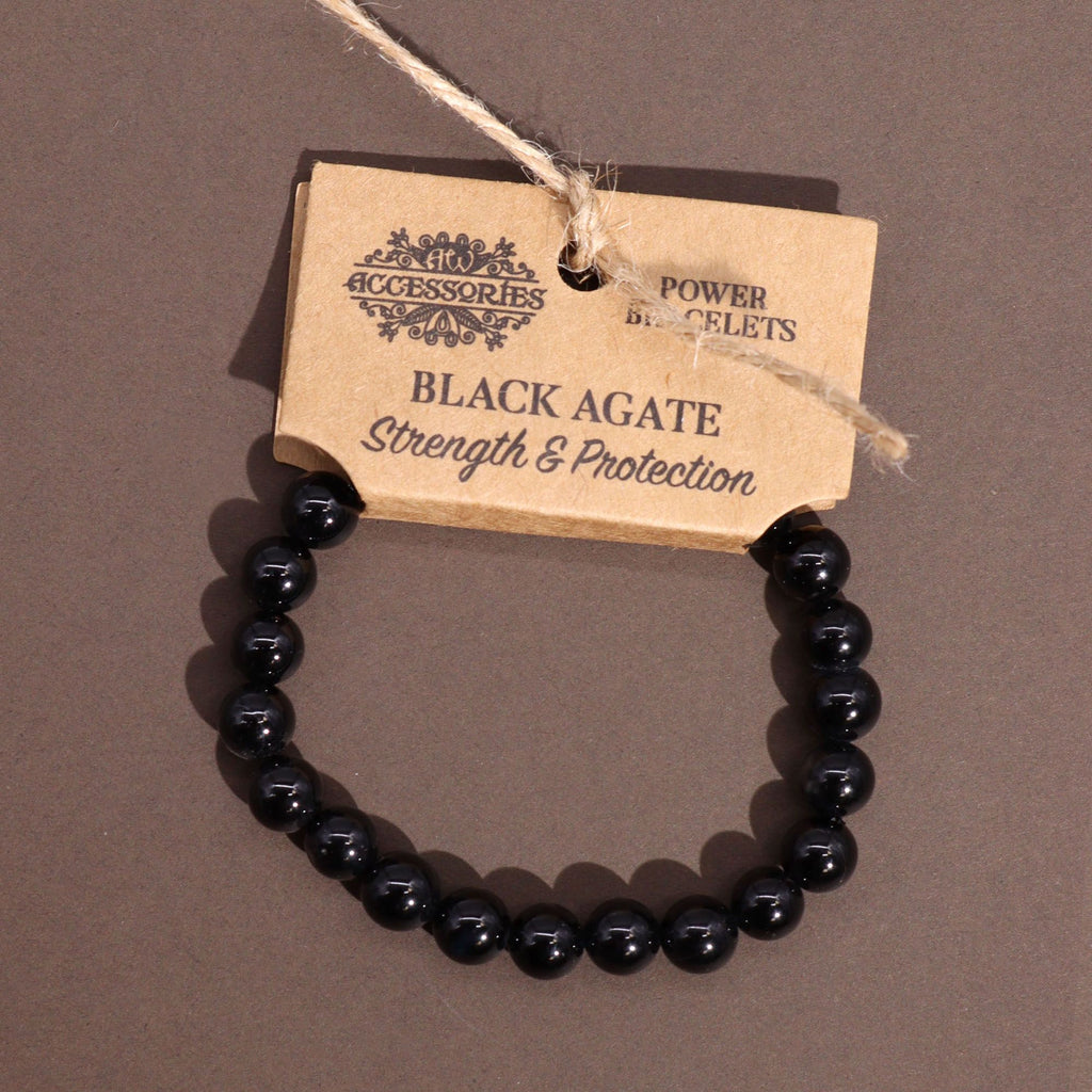 Power Bracelet - Black Agate Beads 8mm – view 3