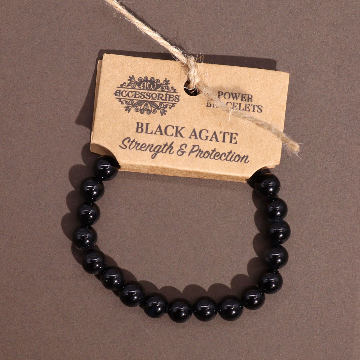 Power Bracelet - Black Agate Beads 8mm – view 3