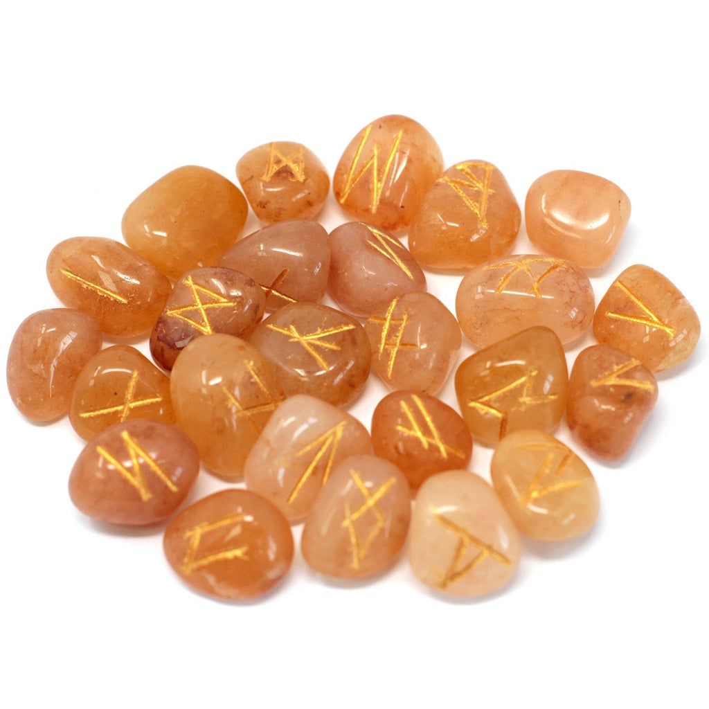 Yellow Aventurine Rune Stone Set in Cotton Pouch