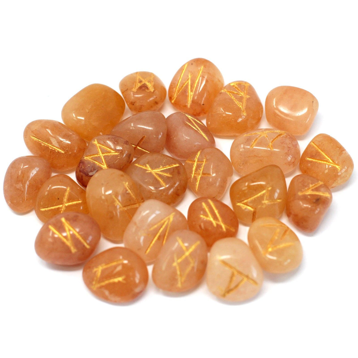 Yellow Aventurine Rune Stone Set in Cotton Pouch