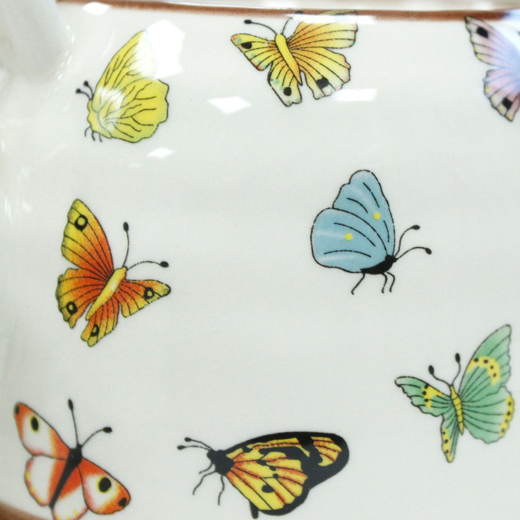 Ceramic Herbal Teapot Set with 6 Cups - Butterflies