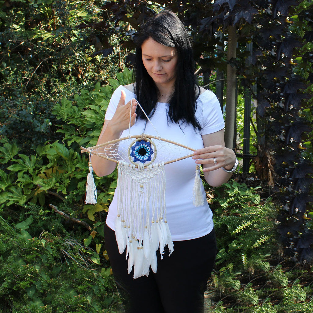 Small Macrame Eye Dream Catcher - Assorted Colours – view 8