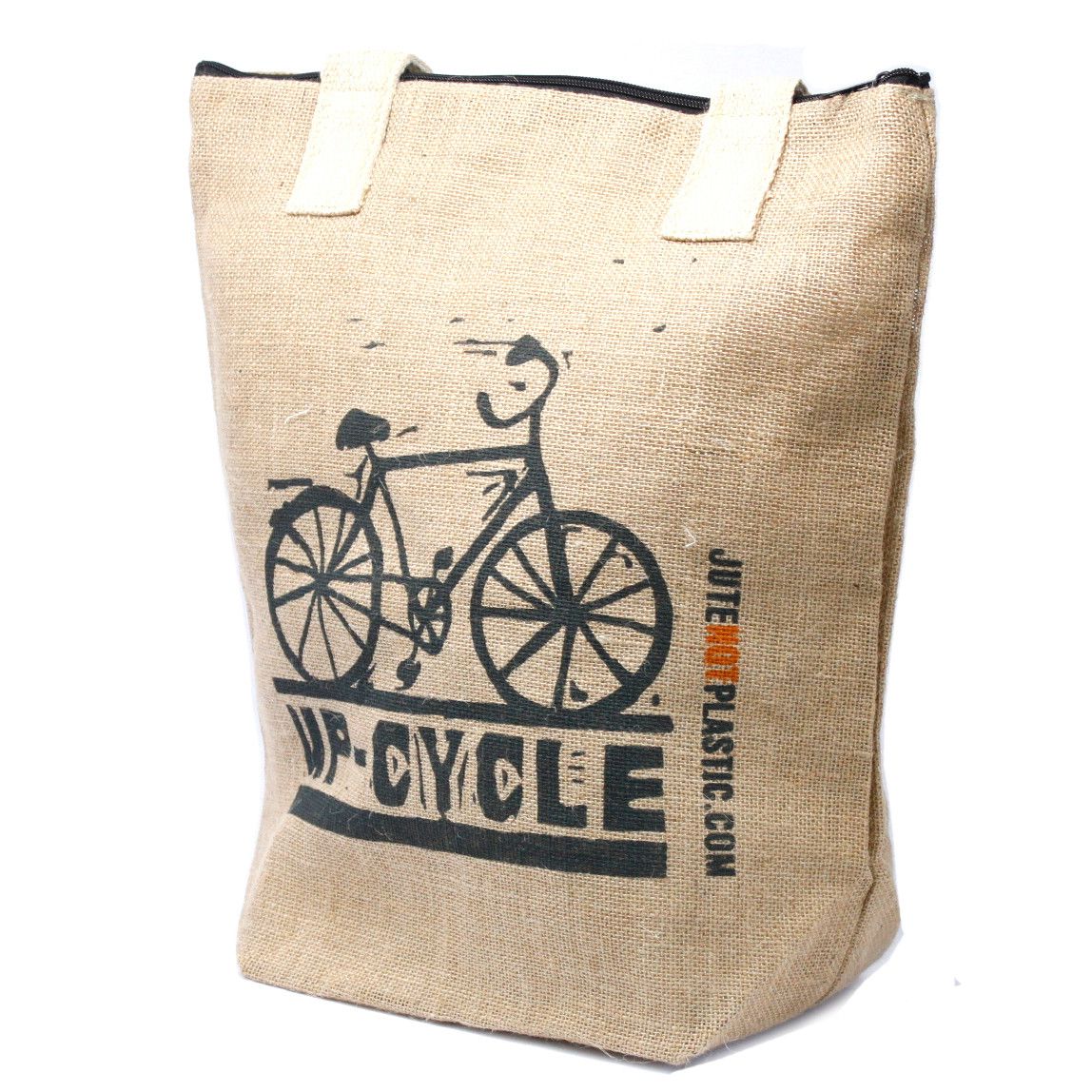 Up Cycle Print Jute Shopping Bag