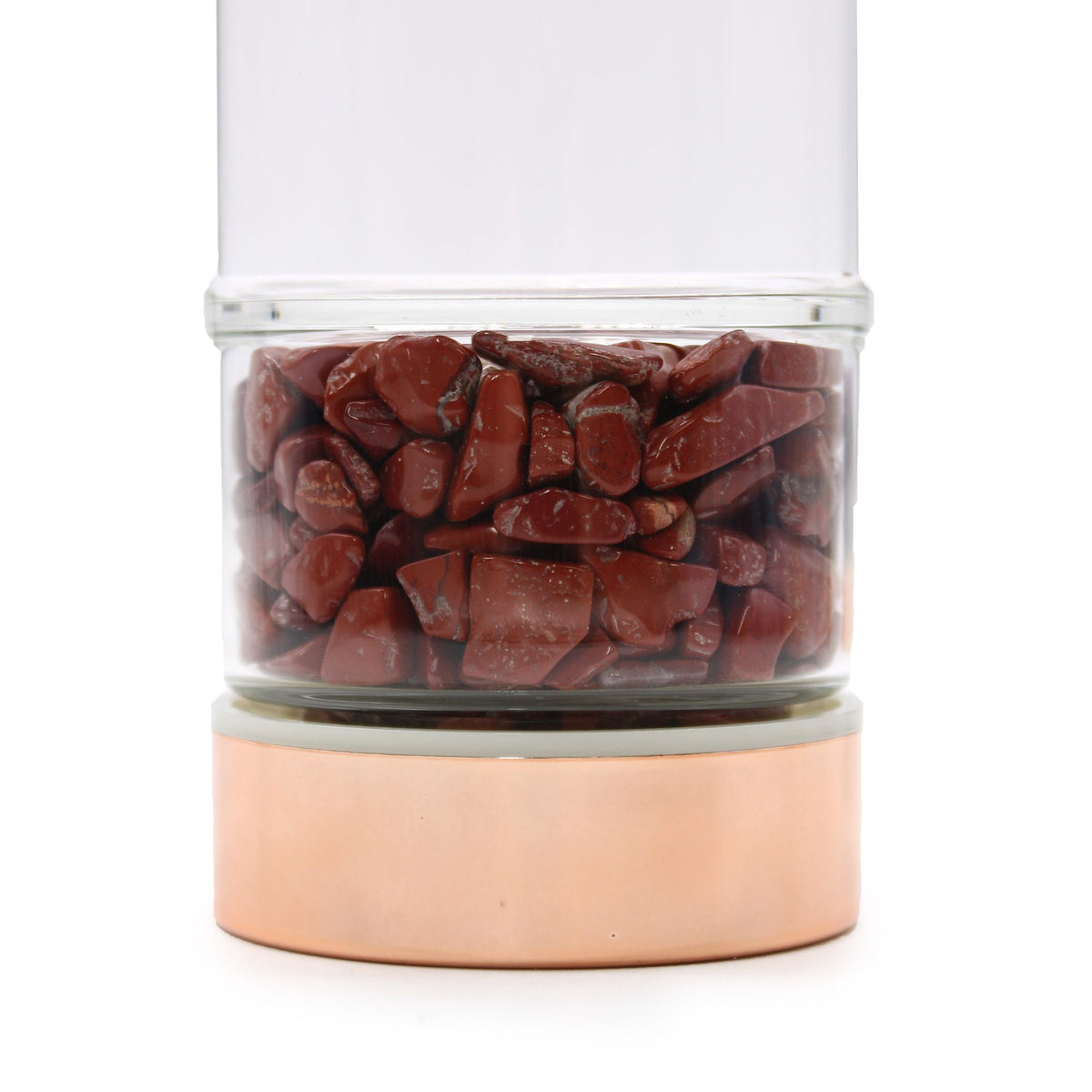 Crystal Glass Tea Infuser Bottle - Rose Gold - Red Jasper – view 2