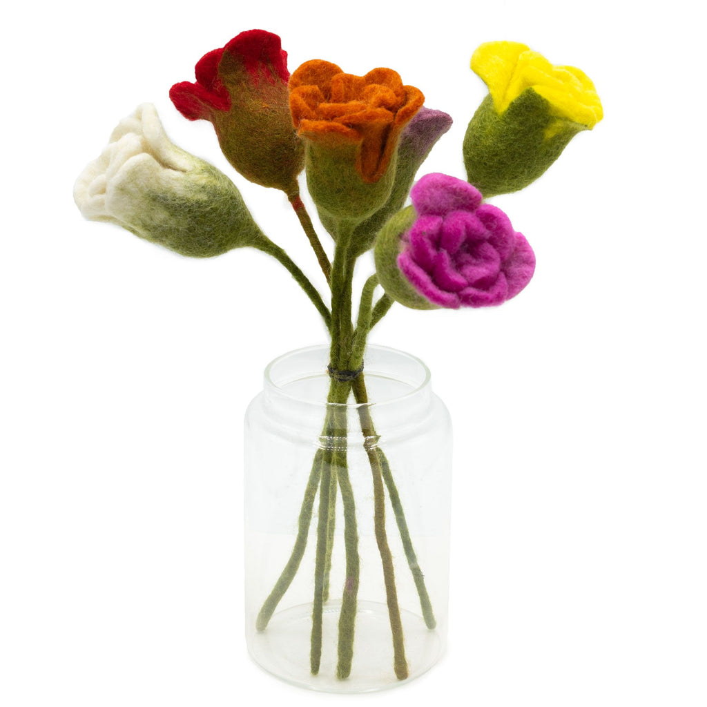 Set of 6 Felt Rose Stems - Assorted Colours – view 2