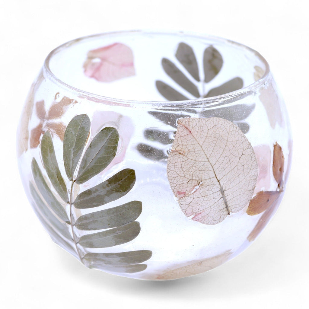 Natural Floral Glass Bowl Candle Holder - Primavera 8x10cm – view 11