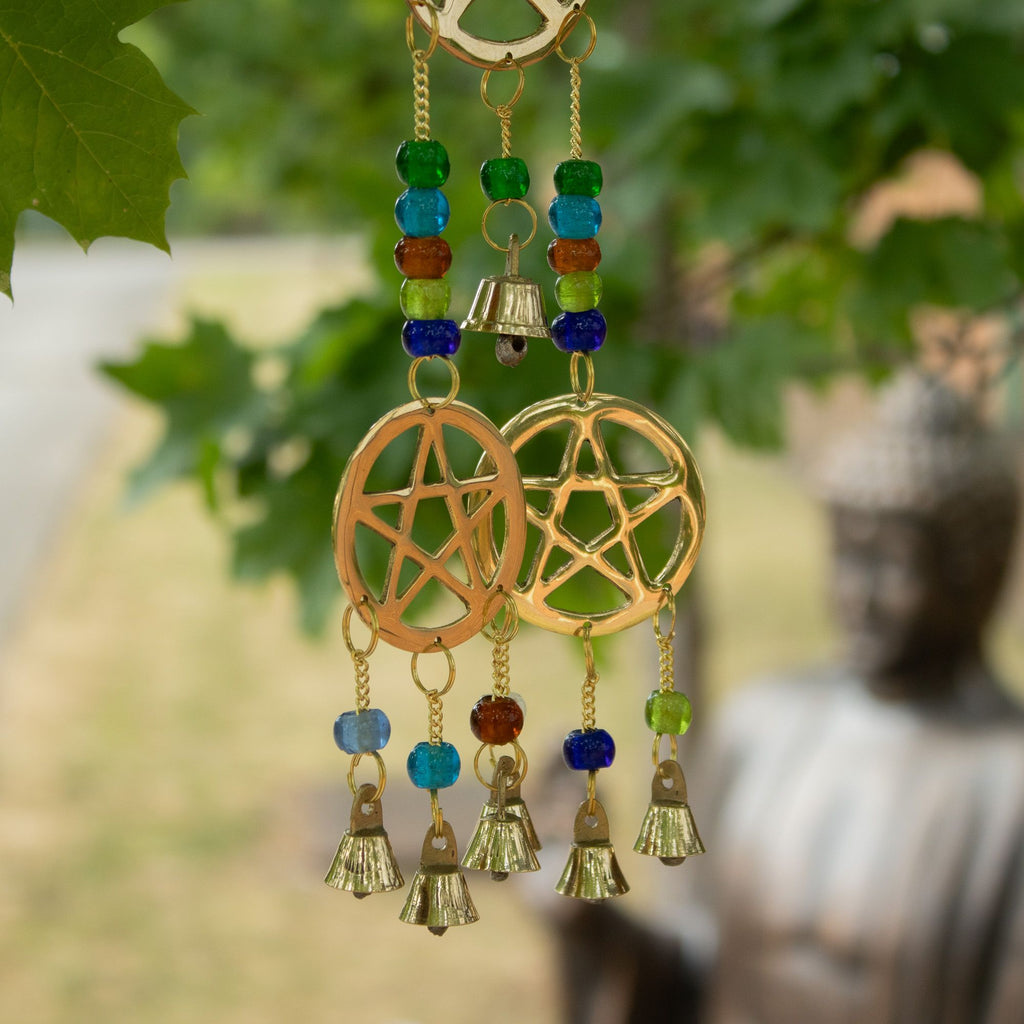 Brass Tri-Pentagram Wind Chime - 7 Bells, 9.5x32cm – view 3