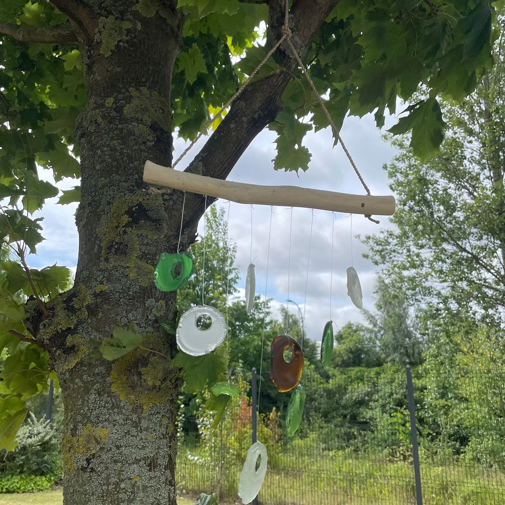 Recycled Glass Bottle Wind Chime - Assorted Colours – view 5