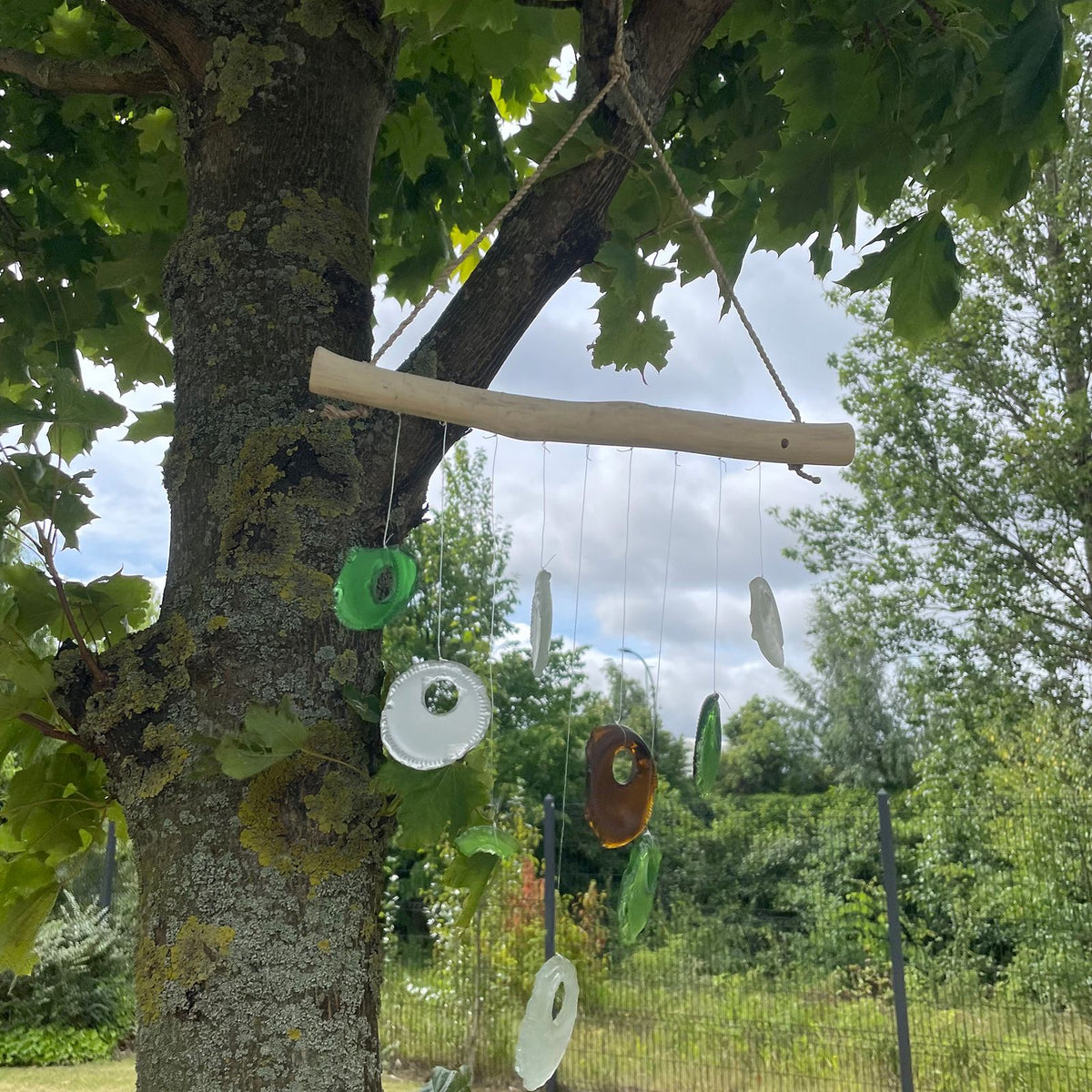 Recycled Glass Bottle Wind Chime - Assorted Colours – view 5