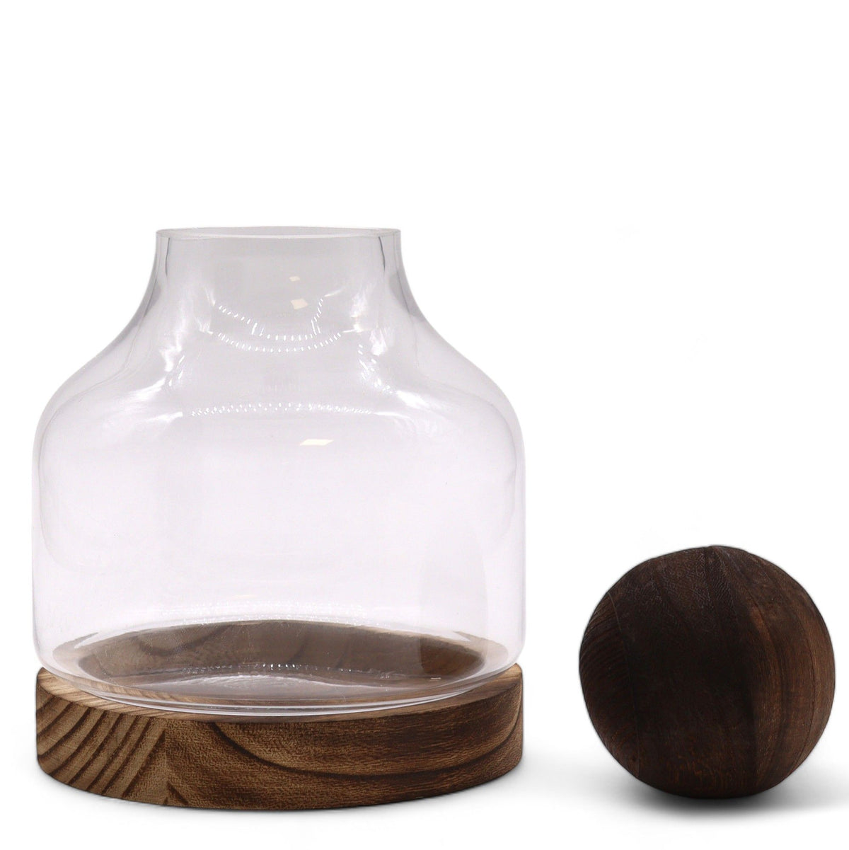 Medium Ball Top Terrarium, Dark Tung Wood, 17x22cm – view 4