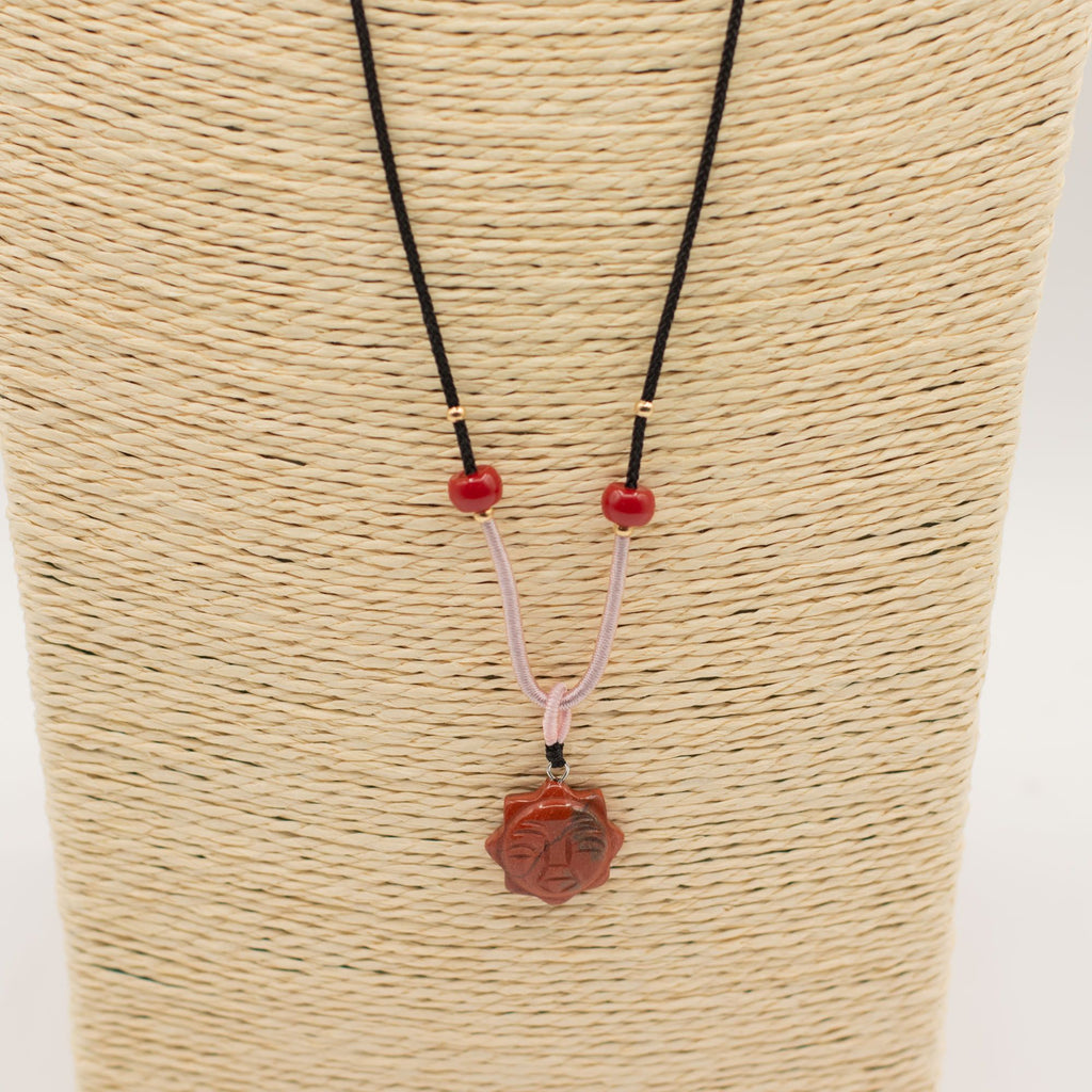 Carnelian Sun Face Cord Necklace Pendant – view 3