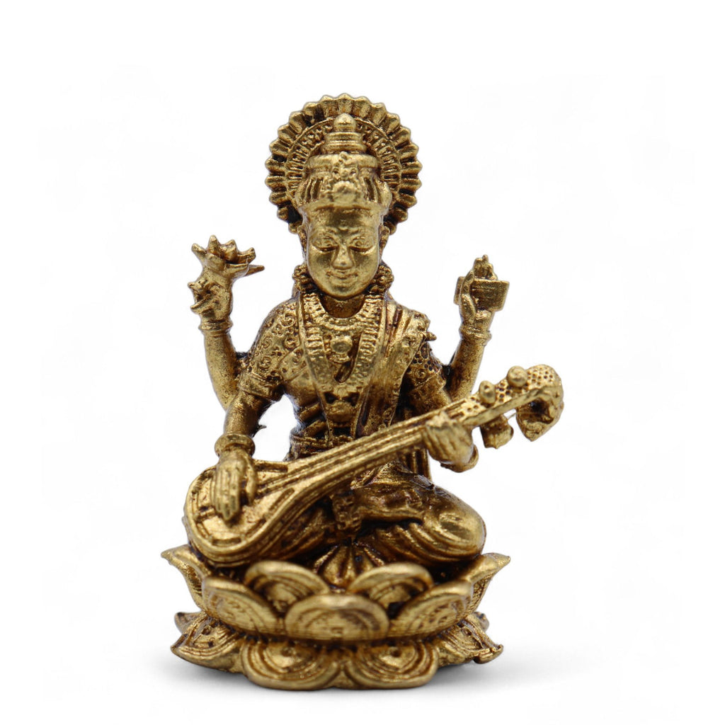 Brass Saraswati Miniature Statue - 34mm – view 6