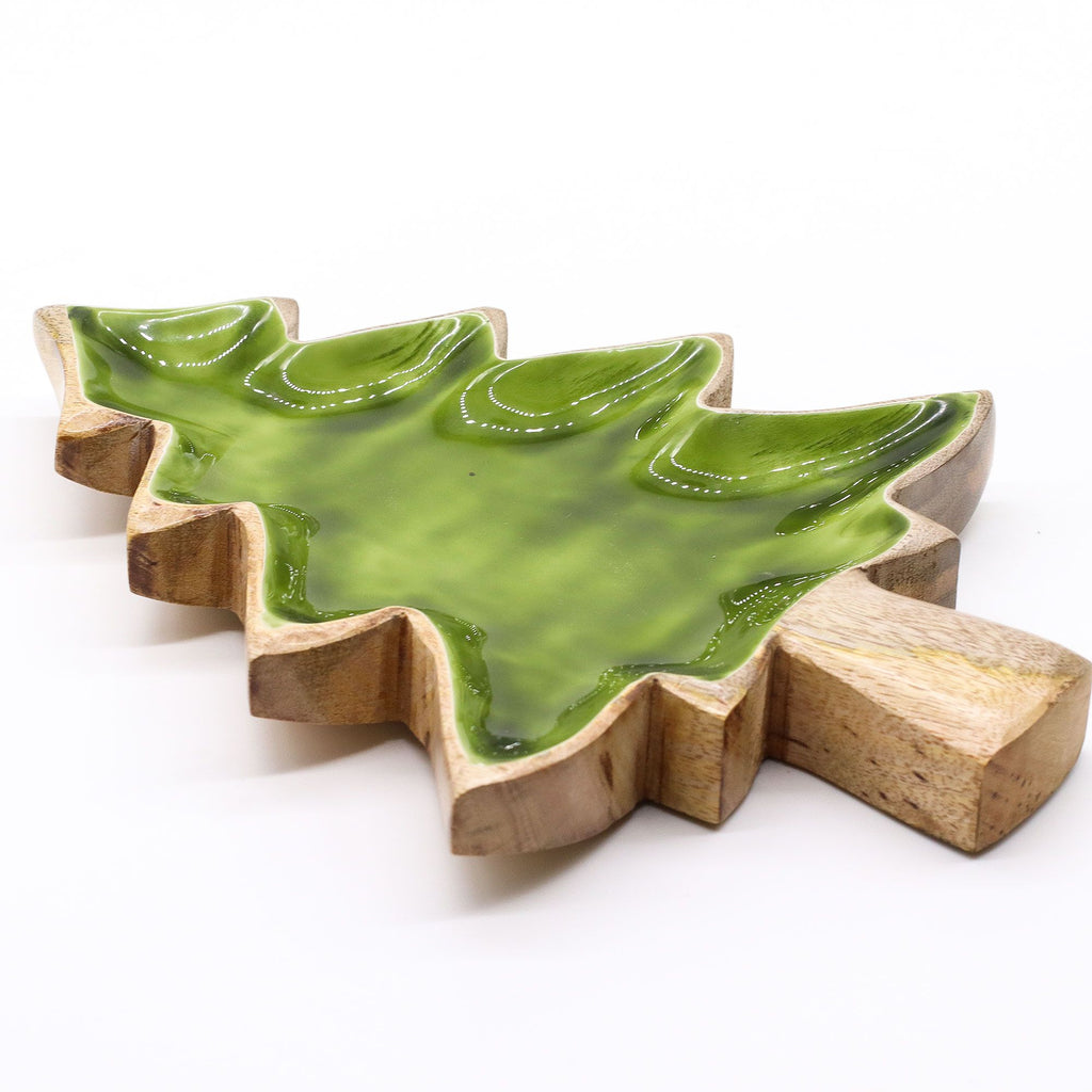 Green Enamel Tree Wooden Bowl - 25 x 19 cm – view 9