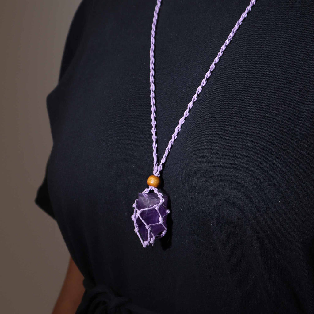 Waxed Cotton Necklace Cord 45cm - Purple – view 2