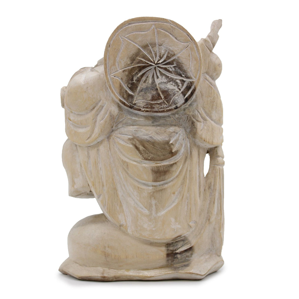 Hand Carved Buddha Statue, Bring Wood Pose, 30cm – view 2