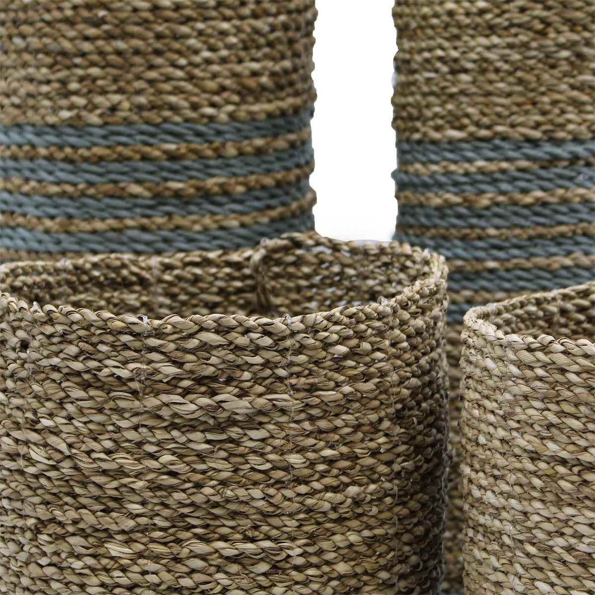 Seagrass and Grey Raffia Vase and Bin Set (2 Vases, 2 Bins) – view 2